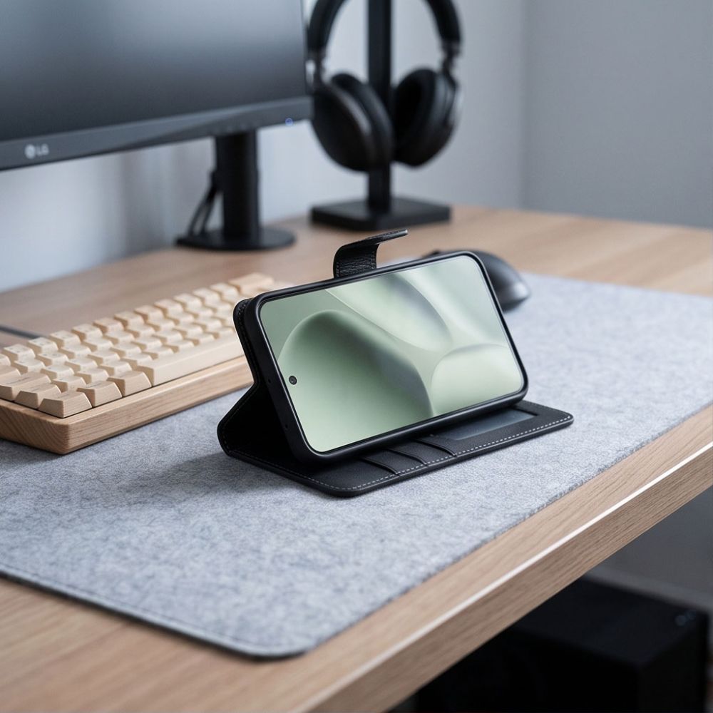 Tech-Protect piniginės dėklas Google Pixel 11 / 11 Pro - matinis juodas -- Google Pixel 11 / Google Pixel 11 Pro