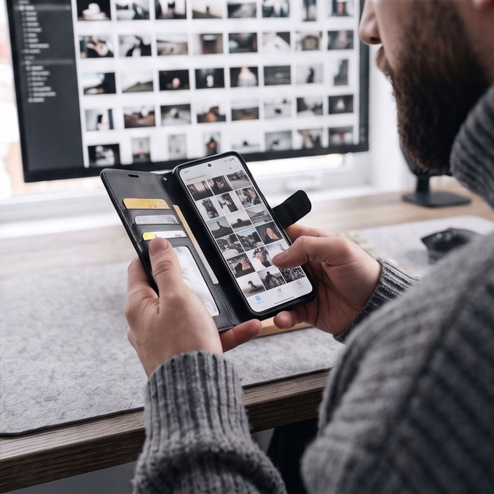Tech-Protect piniginės dėklas Google Pixel 11 / 11 Pro - matinis juodas -- Google Pixel 11 / Google Pixel 11 Pro
