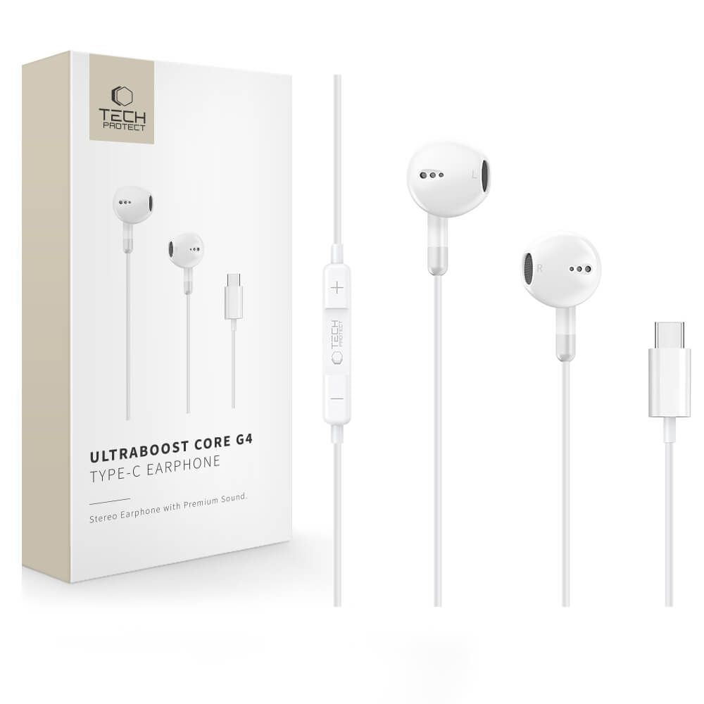 Tech-Protect Ultraboost Core G4 USB-C laidinės ausies aušinės - Balta -- Headphones