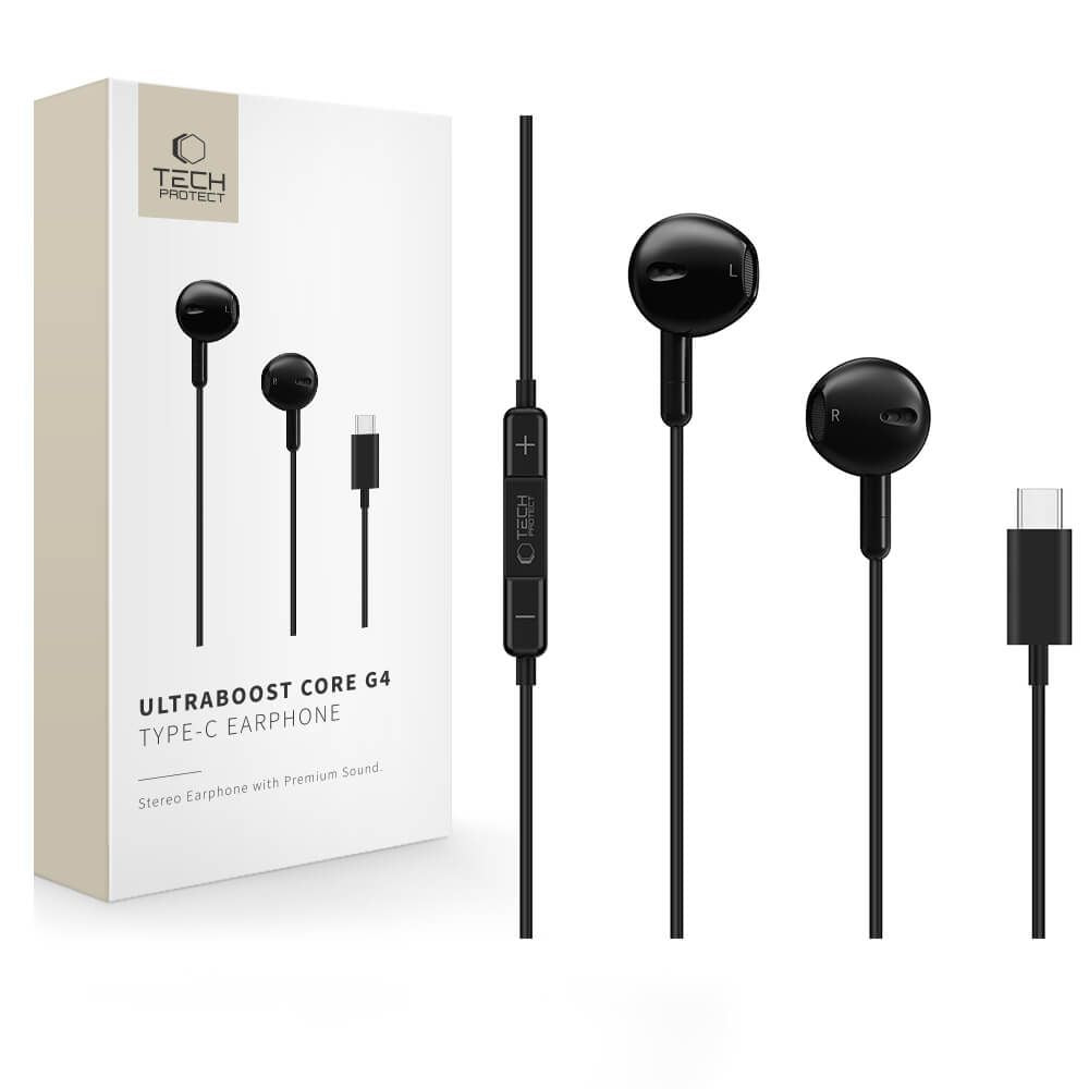 Tech-Protect Ultraboost Core G4 USB-C Laidinės ausines - Juoda -- Headphones