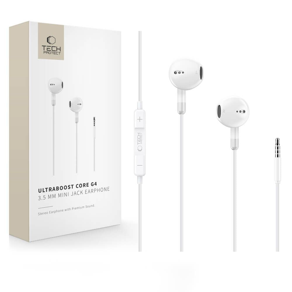 Tech-Protect Ultraboost Core G4 Mini Jack Laidinės ausines - Balta -- Headphones
