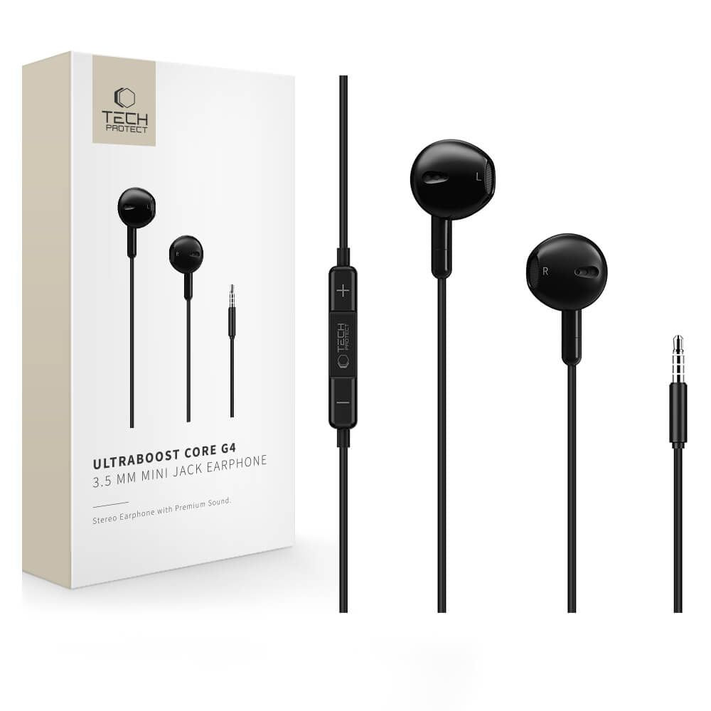 Tech-Protect Ultraboost Core G4 Mini Jack Laidinės ausines - Juoda -- Headphones