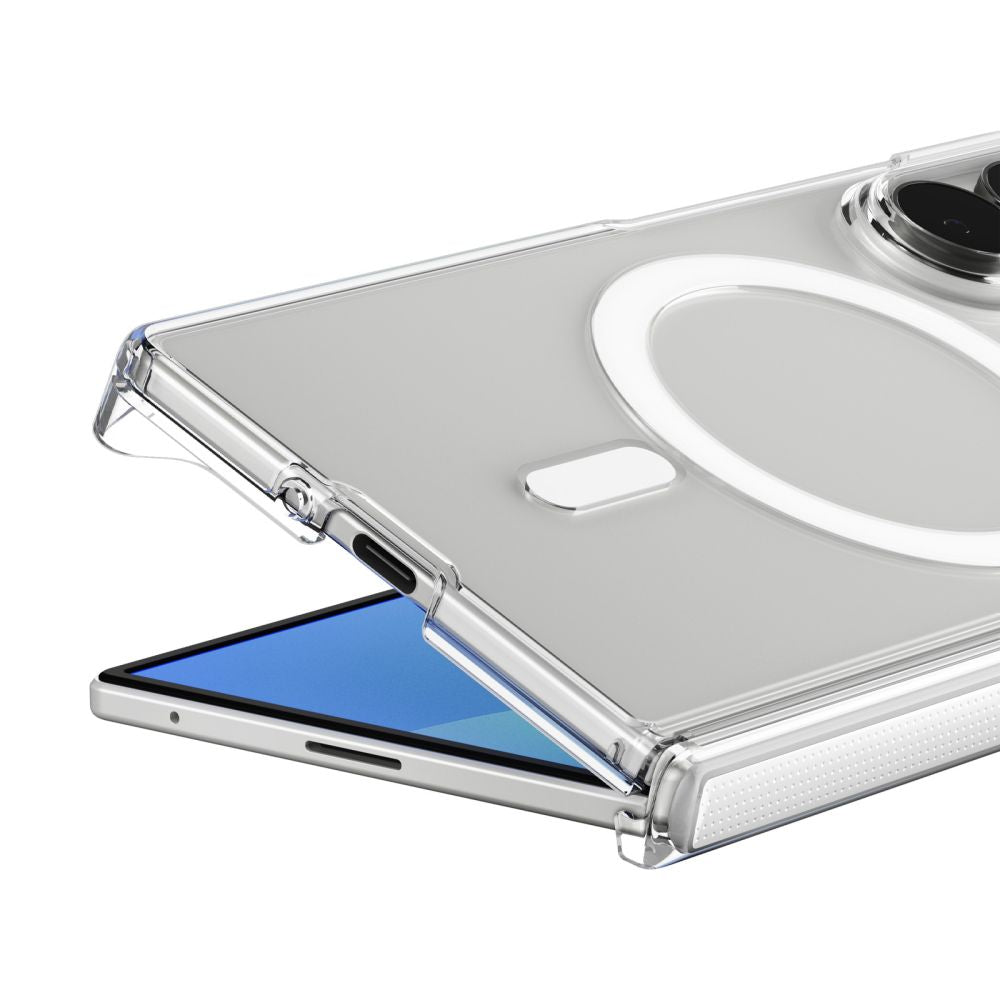 Spigen AirSkin Zero MagFit MagSafe dėklas Samsung Galaxy Z Fold 8 Ultra - skaidrus ir baltas -- Samsung Galaxy Z Fold 8 Ultra
