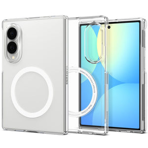 Spigen AirSkin MagFit MagSafe dėklas Samsung Galaxy Z Fold 8 - Skaidri ir balta -- Samsung Galaxy Z Fold 8