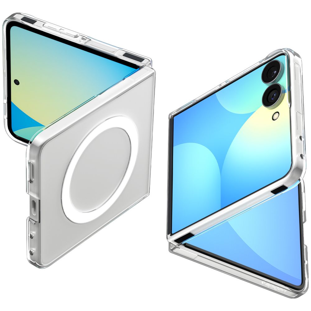Spigen AirSkin MagFit dėklas Samsung Galaxy Z Flip 8 - Skaidrus ir baltas -- Samsung Galaxy Z Flip 8