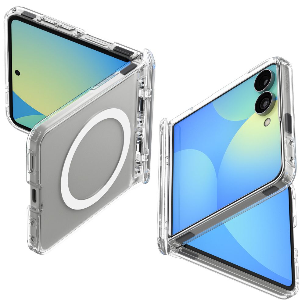 Spigen Ultra Hybrid Pro MagSafe dėklas Samsung Galaxy Z Flip 8 - skaidri ir balta -- Samsung Galaxy Z Flip 8