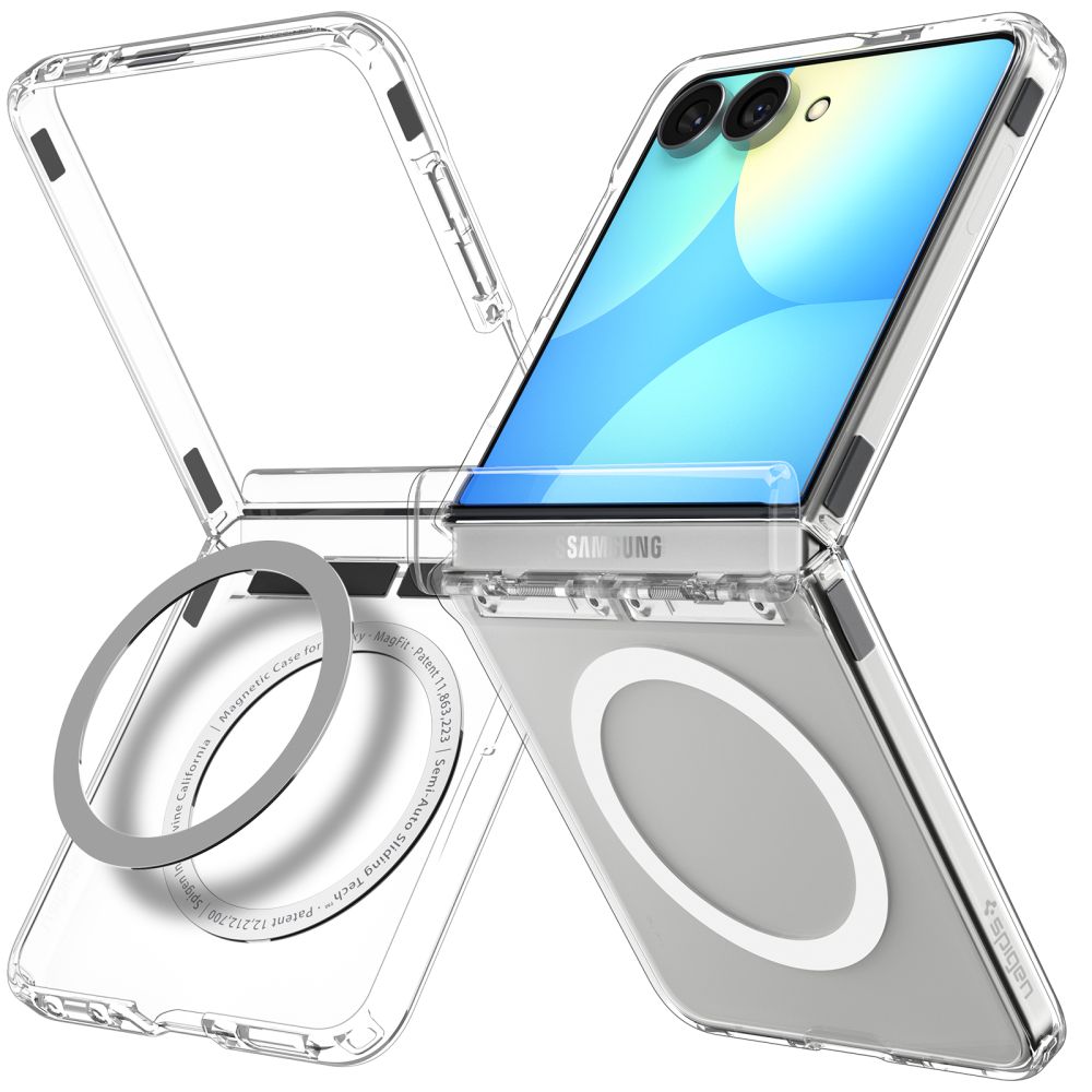 Spigen Ultra Hybrid Pro MagSafe dėklas Samsung Galaxy Z Flip 8 - skaidri ir balta -- Samsung Galaxy Z Flip 8