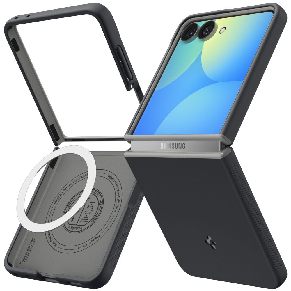 Spigen Nano Pop MagSafe dėklas Samsung Galaxy Z Flip 8 - juodas ir pilkas -- Samsung Galaxy Z Flip 8