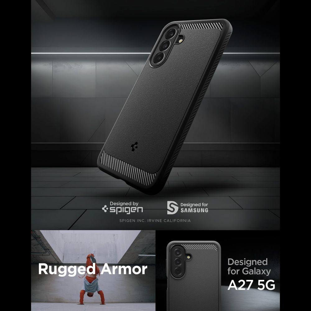 Spigen Rugged Armor dėklas Samsung Galaxy A27 5G - matinis juodas -- Samsung Galaxy A27 5G