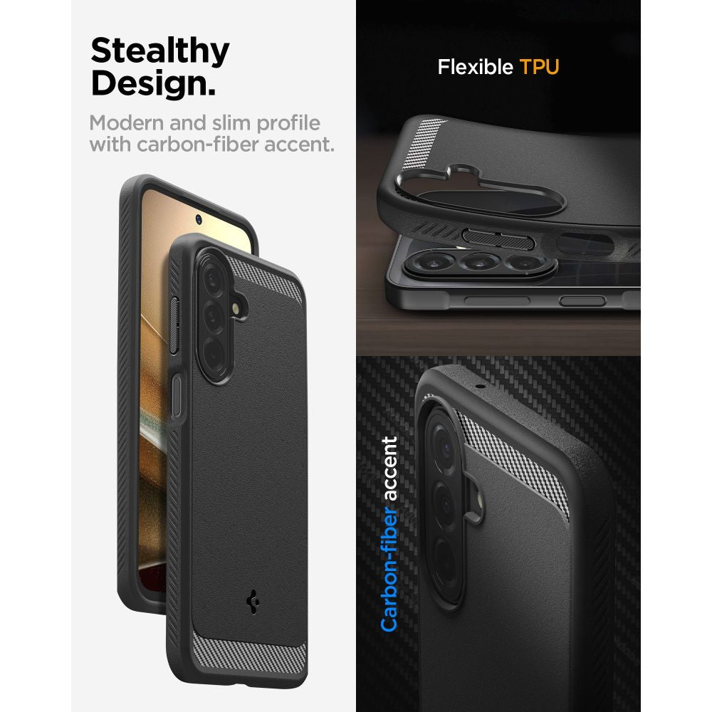 Spigen Rugged Armor dėklas Samsung Galaxy A27 5G - matinis juodas -- Samsung Galaxy A27 5G