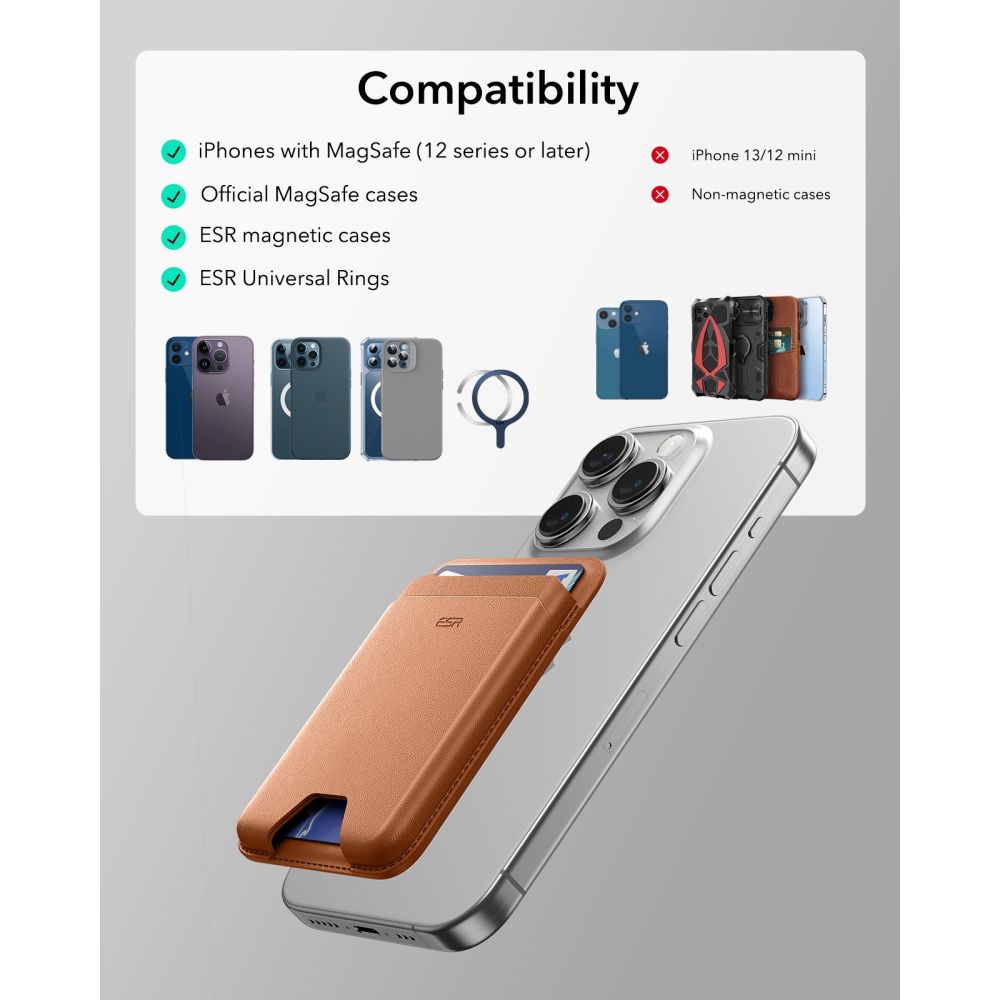 ESR Classic magnetinė piniginė MagSafe telefonui - Ruda -- Uncategorized