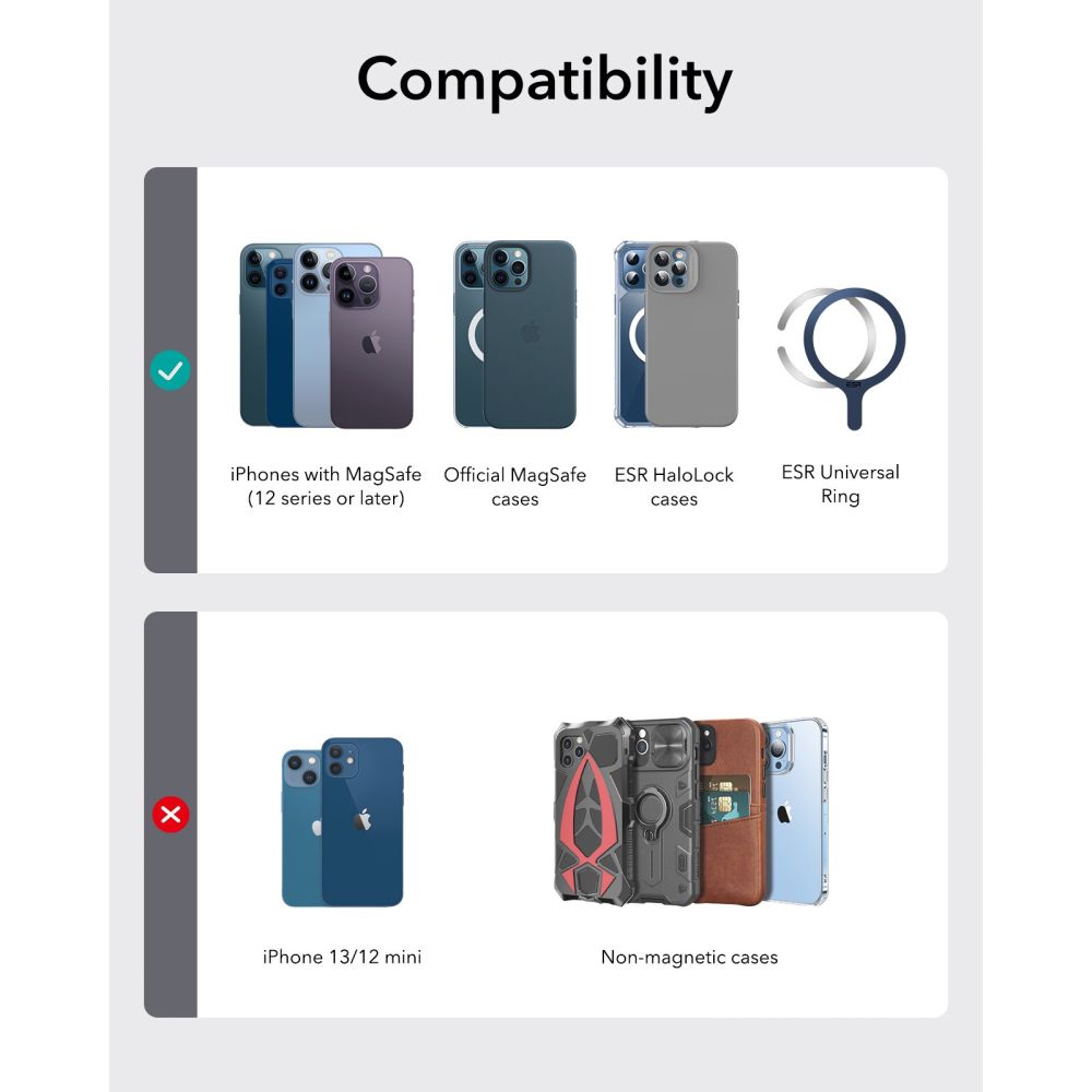 ESR Classic RFID magnetinė piniginė su stovu MagSafe telefonui - Ruda -- Uncategorized