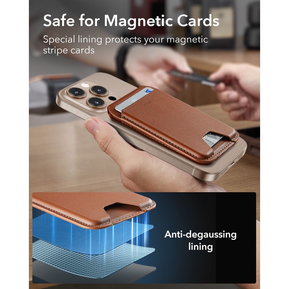 ESR Classic RFID magnetinė piniginė su stovu MagSafe telefonui - Ruda -- Uncategorized