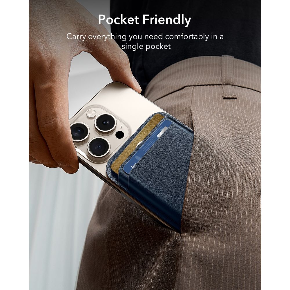 ESR Classic RFID Magnetic Wallet MagSafe telefonui - tamsiai mėlyna -- Uncategorized