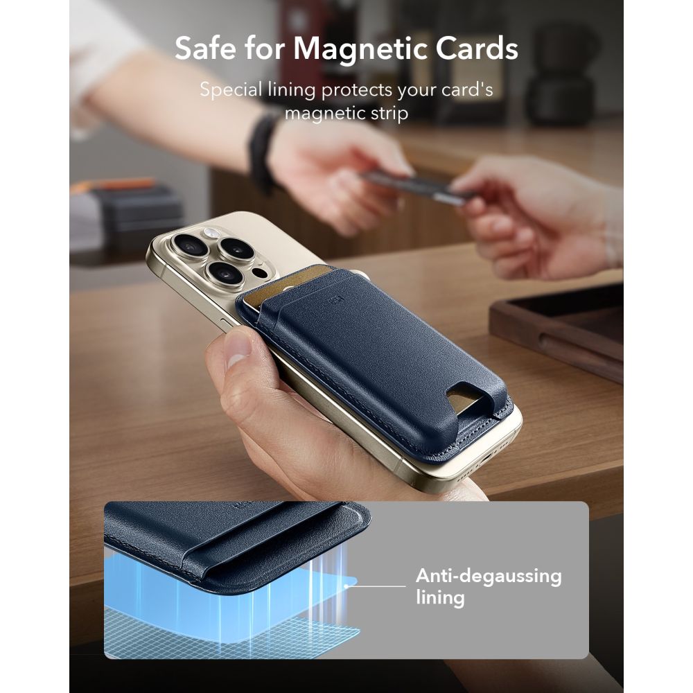 ESR Classic RFID Magnetic Wallet MagSafe telefonui - tamsiai mėlyna -- Uncategorized