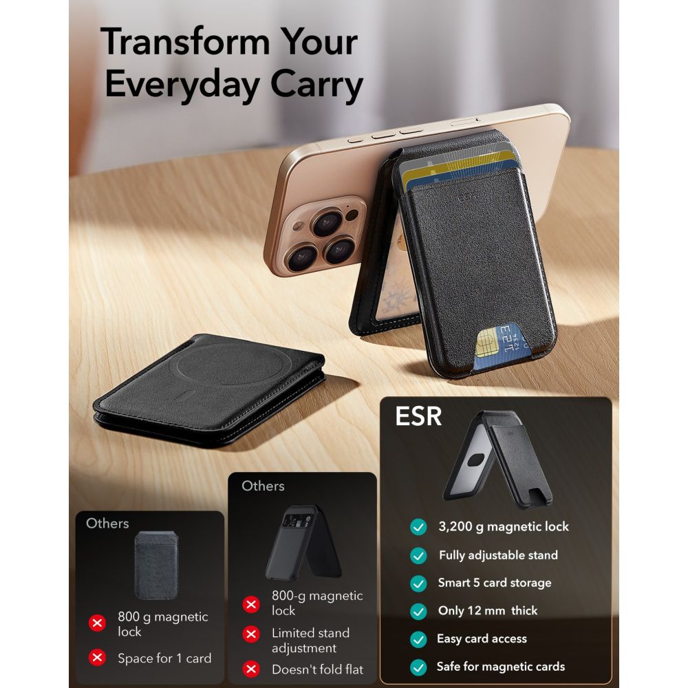 ESR Classic RFID Magnetic Wallet Stand MagSafe - juoda -- Uncategorized