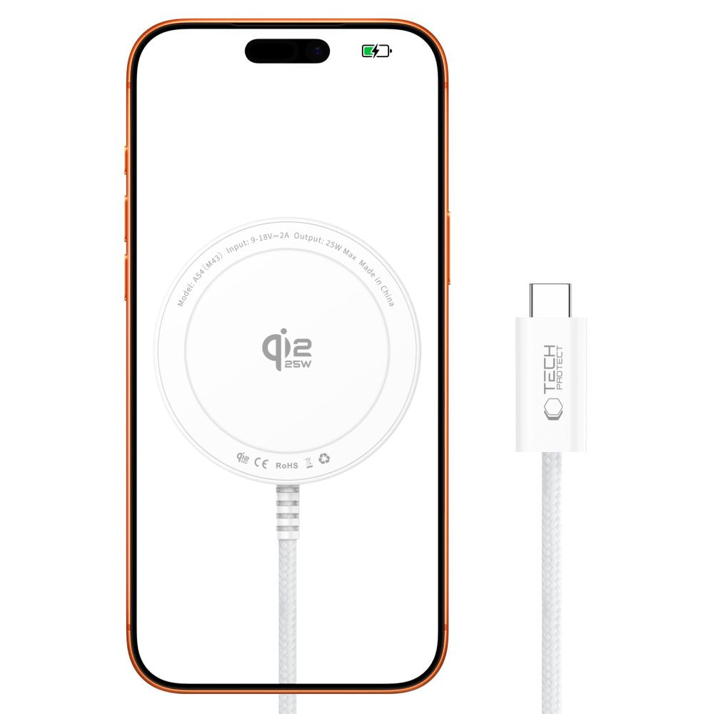 Tech-Protect A54 MagSafe 25W QI2.2 bežičis įkroviklis - baltas -- Cell phone chargers