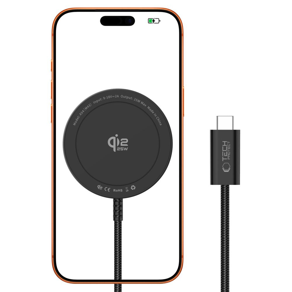 Tech-Protect A54 MagSafe 25W QI2.2 bežičis įkroviklis - juodas -- Cell phone chargers