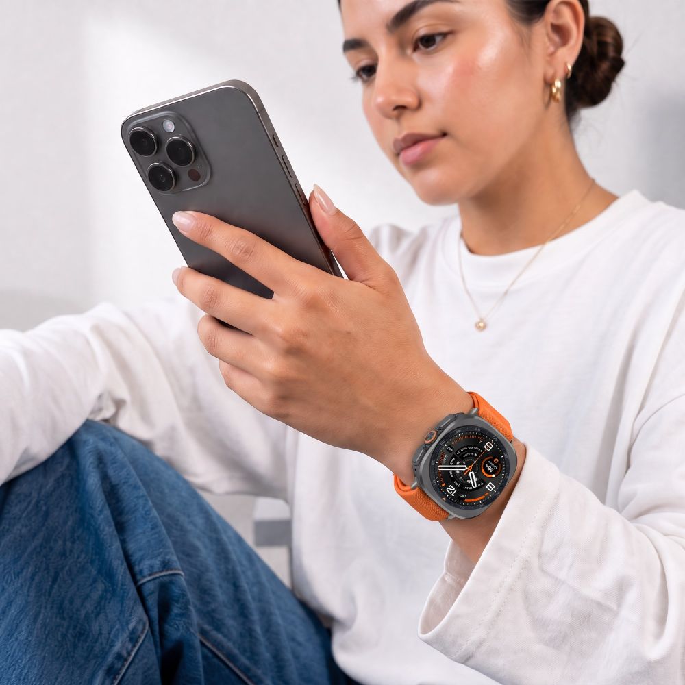 Tech-Protect Nylon Clasp Samsung Galaxy Watch Ultra 47mm - Oranžinė -- Samsung Galaxy Watch Ultra (47mm)