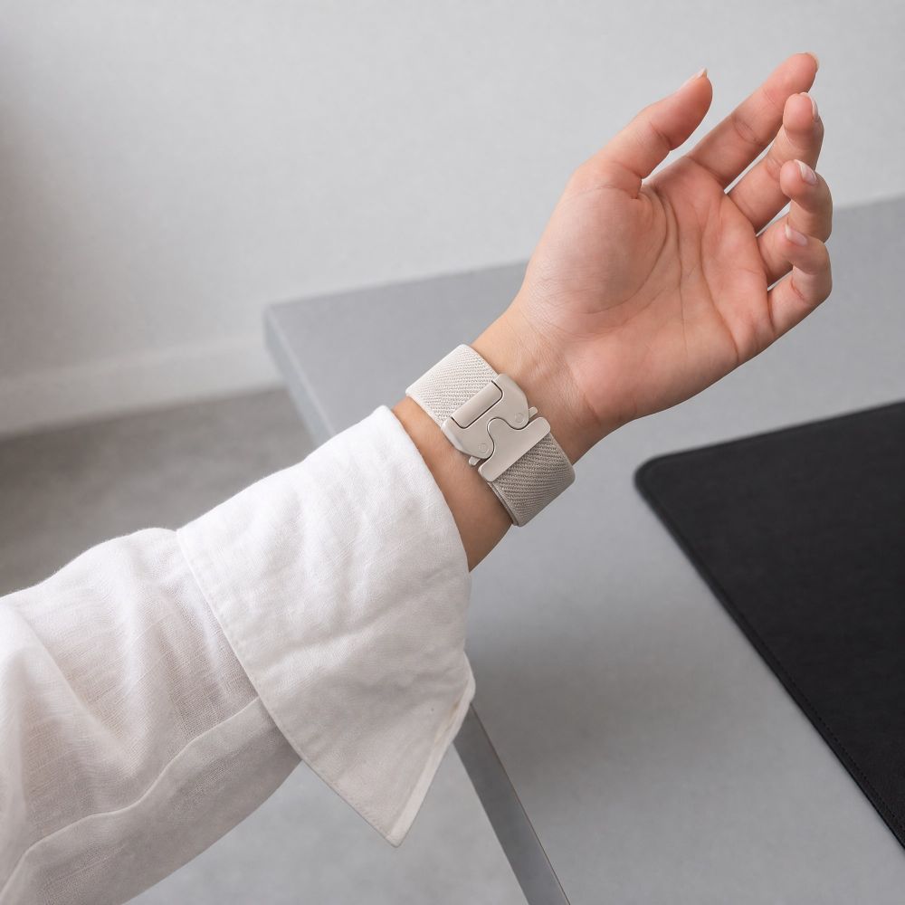 Tech-Protect Nylon Clasp dirželis Samsung Galaxy Watch 40/44/46 mm - Beige -- Samsung Galaxy Watch