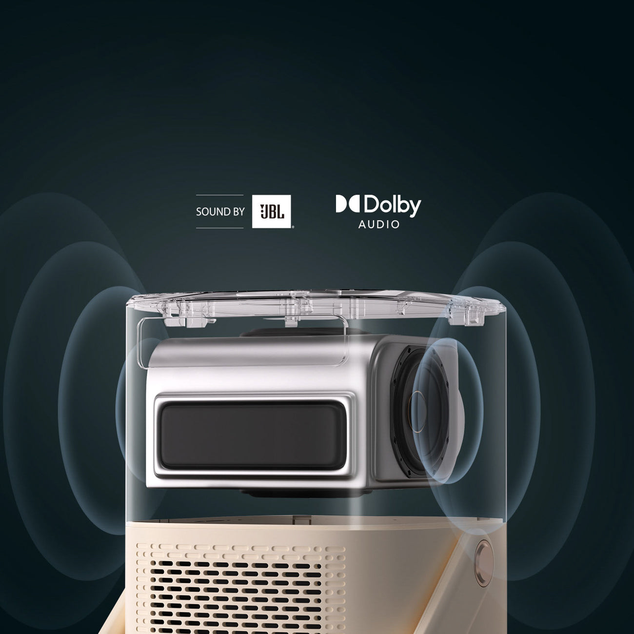 Yaber T2 Plus GTV 1080p 450 ANSI Google TV JBL Dolby Audio multimedijos projektorius su baterija - Bežė -- Uncategorized
