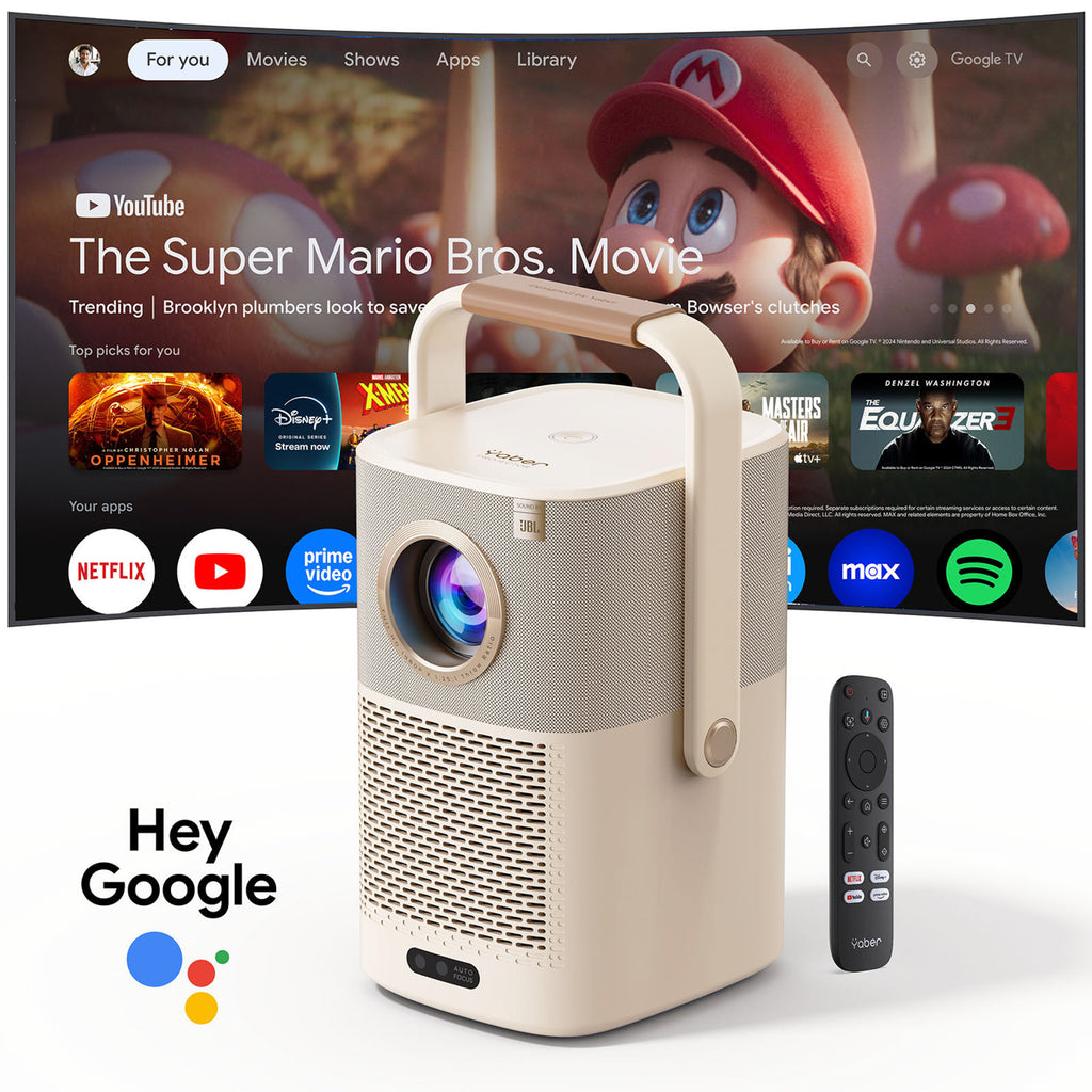 Yaber T2 Plus GTV 1080p 450 ANSI Google TV JBL Dolby Audio multimedijos projektorius su baterija - Bežė -- Uncategorized