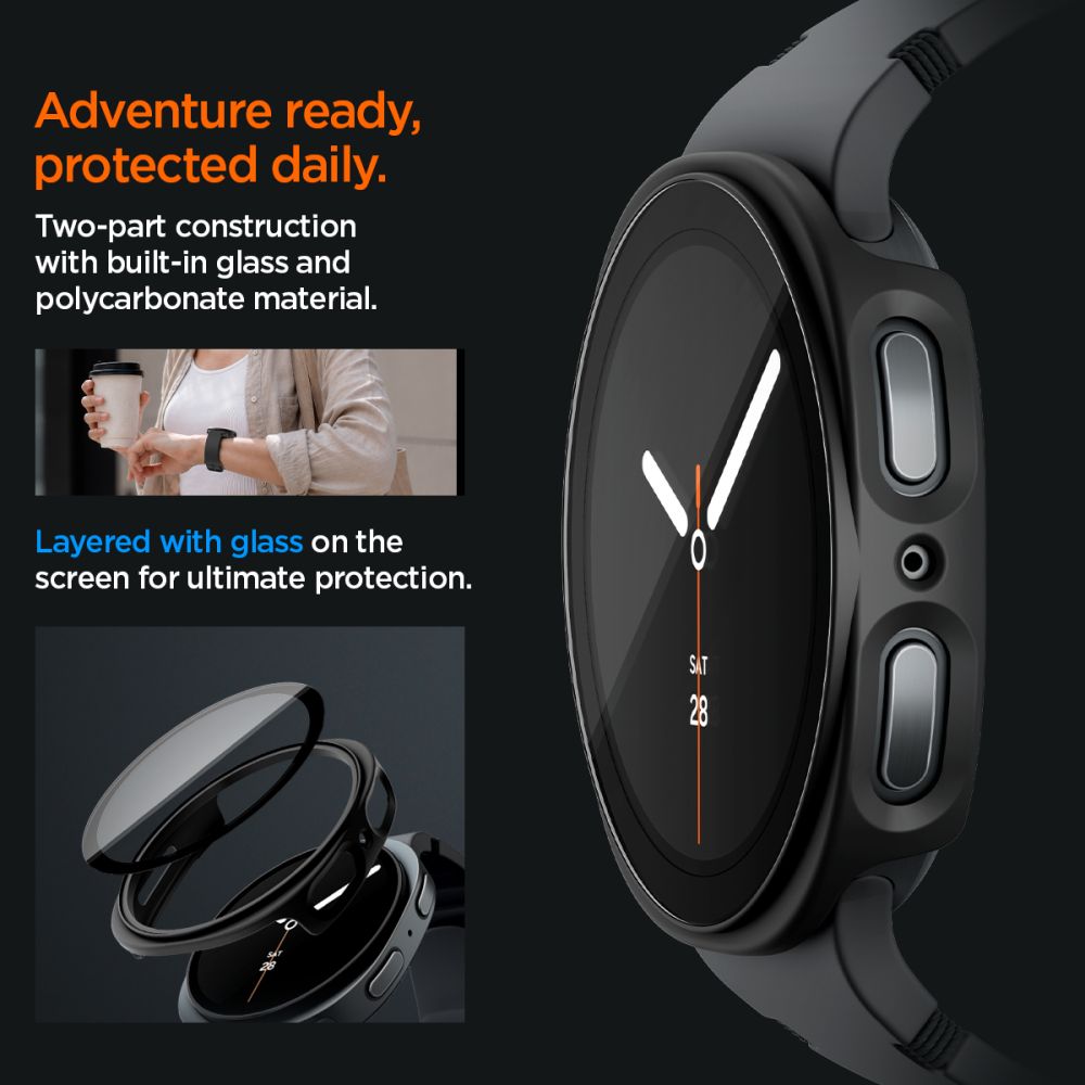 Spigen Thin Fit 360 dėklas Samsung Galaxy Watch 44mm - Juodas -- Samsung Galaxy Watch 44mm