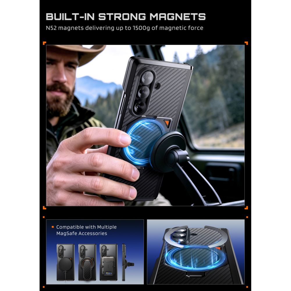 Supcase UB Aero MagSafe 2-Set dėklas skirtas Samsung Galaxy Z Fold 8 Ultra - Juodas -- Samsung Galaxy Z Fold 8 Ultra