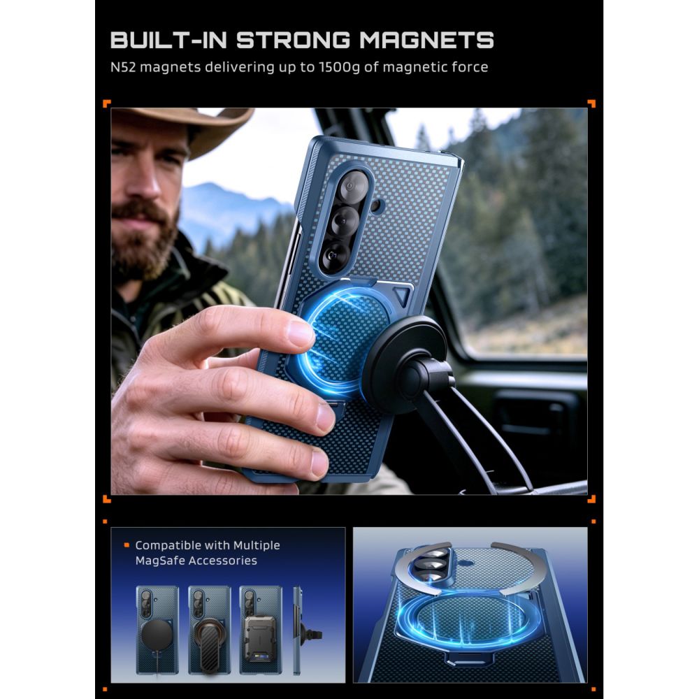 Supcase UB Aero MagSafe 2-Set dėklas skirtas Samsung Galaxy Z Fold 8 Ultra - Tamsiai mėlynas -- Samsung Galaxy Z Fold 8 Ultra