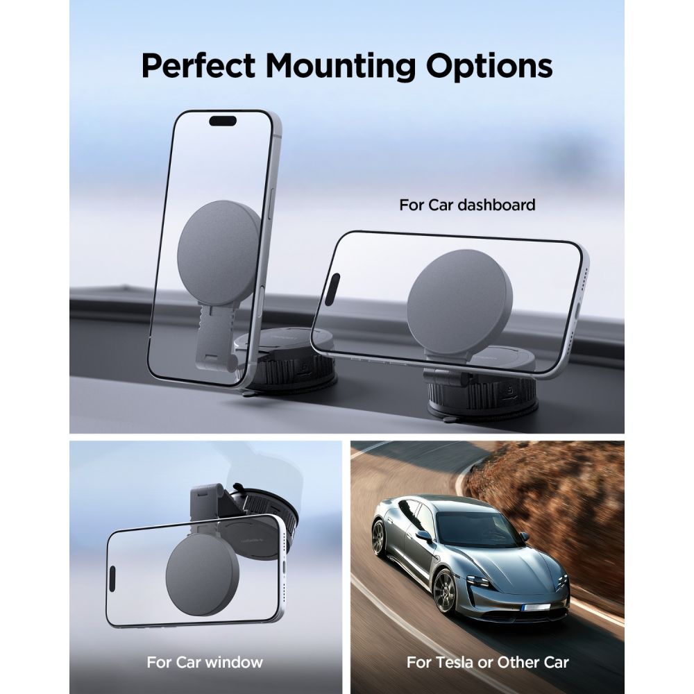 Spigen MFT35-1 MagSafe automobilinis laikiklis prietaisų skydeliui – Juodas -- Cell phone holders