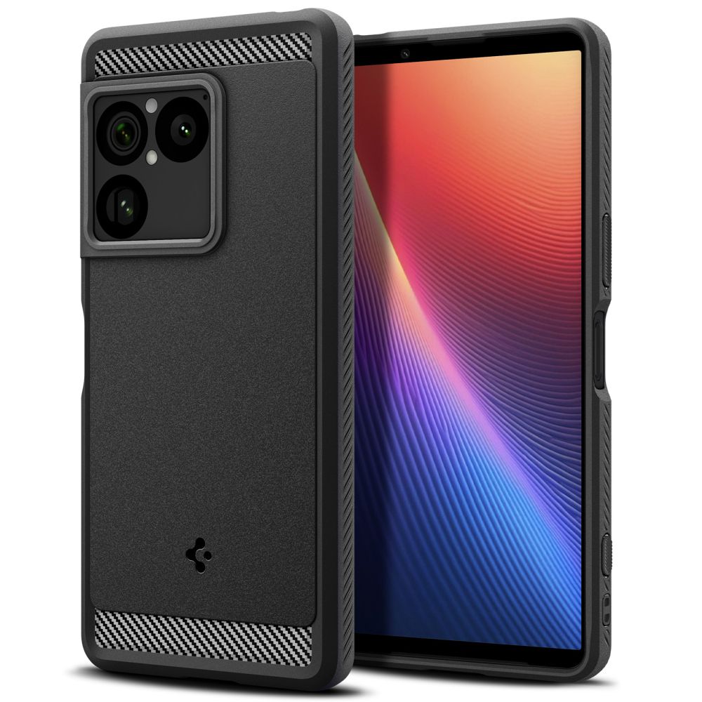 Spigen Rugged Armor dėklas Sony Xperia 1 VIII - matinis juodas -- Sony Xperia 1 VIII