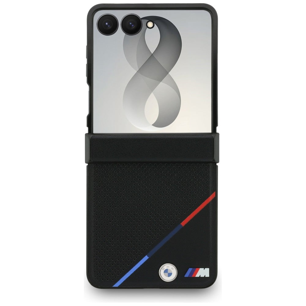 BMW M odos perforuota trispalvė dėklas su metaliniais logotipais MagSafe Samsung Galaxy Z Flip 8 - juoda -- Samsung...