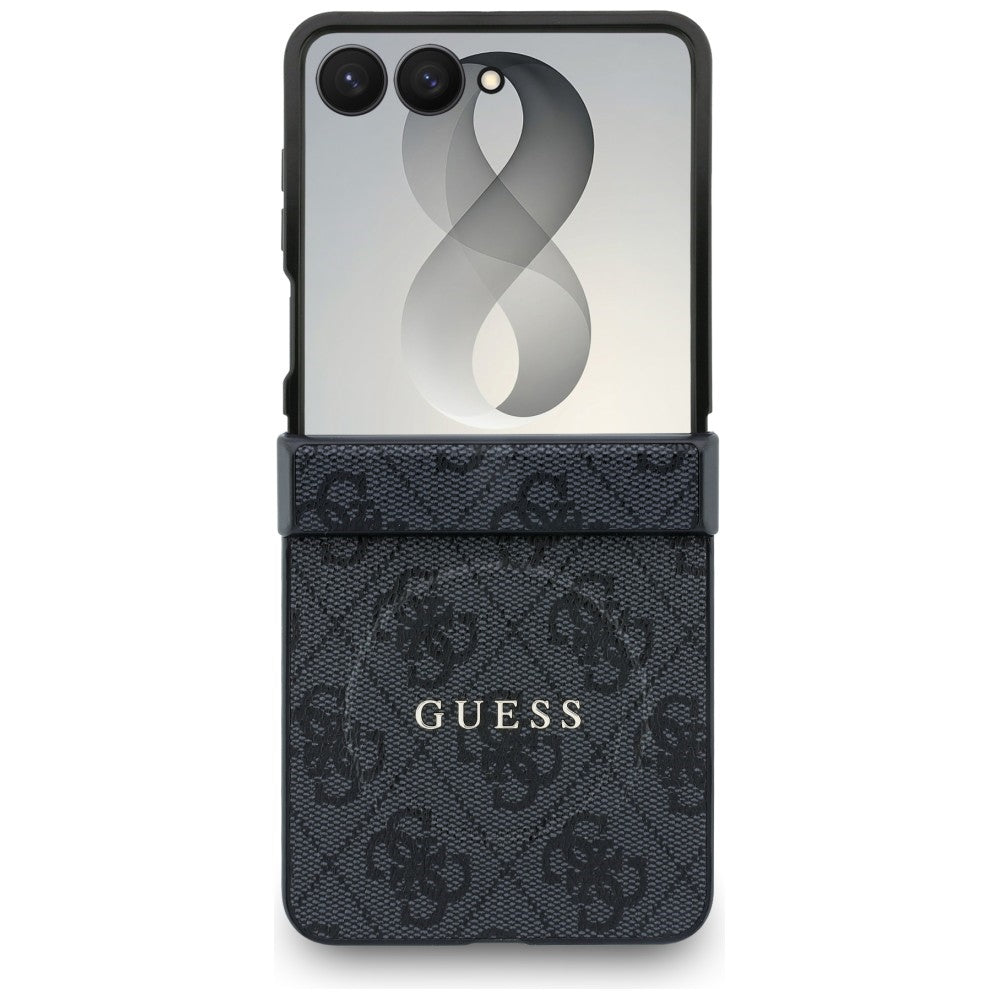 Guess 4G Classic MagSafe dėklas Samsung Galaxy Z Flip 8 - juodas -- Samsung Galaxy Z Flip 8