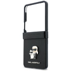 Dėklas Karl Lagerfeld Karl & Choupette Saffiano Pins Samsung Galaxy Z Flip 8 - juodas -- Samsung Galaxy Z Flip 8