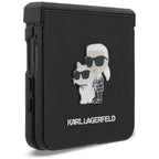 Dėklas Karl Lagerfeld Karl & Choupette Saffiano Pins Samsung Galaxy Z Flip 8 - juodas -- Samsung Galaxy Z Flip 8
