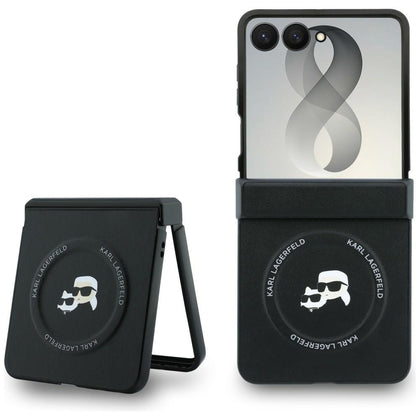 Karl Lagerfeld Karl&Choupette Pins MagSafe dėklas Samsung Galaxy Z Flip 8 - juodas -- Samsung Galaxy Z Flip 8