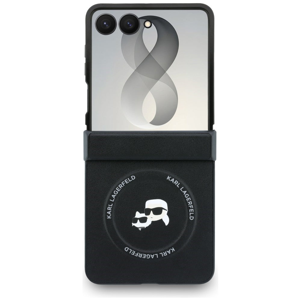 Karl Lagerfeld Karl&Choupette Pins MagSafe dėklas Samsung Galaxy Z Flip 8 - juodas -- Samsung Galaxy Z Flip 8