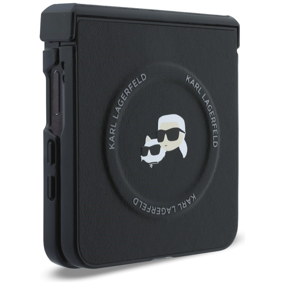 Karl Lagerfeld Karl&Choupette Pins MagSafe dėklas Samsung Galaxy Z Flip 8 - juodas -- Samsung Galaxy Z Flip 8