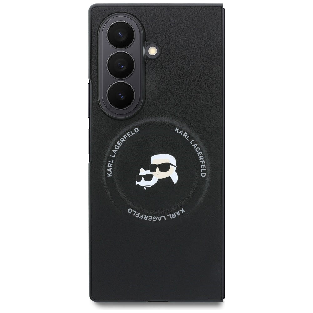 Karl Lagerfeld Karl&Choupette Pins MagSafe dėklas Samsung Galaxy Z Fold 8 Ultra - juodas -- Samsung Galaxy Z Fold 8 Ultra