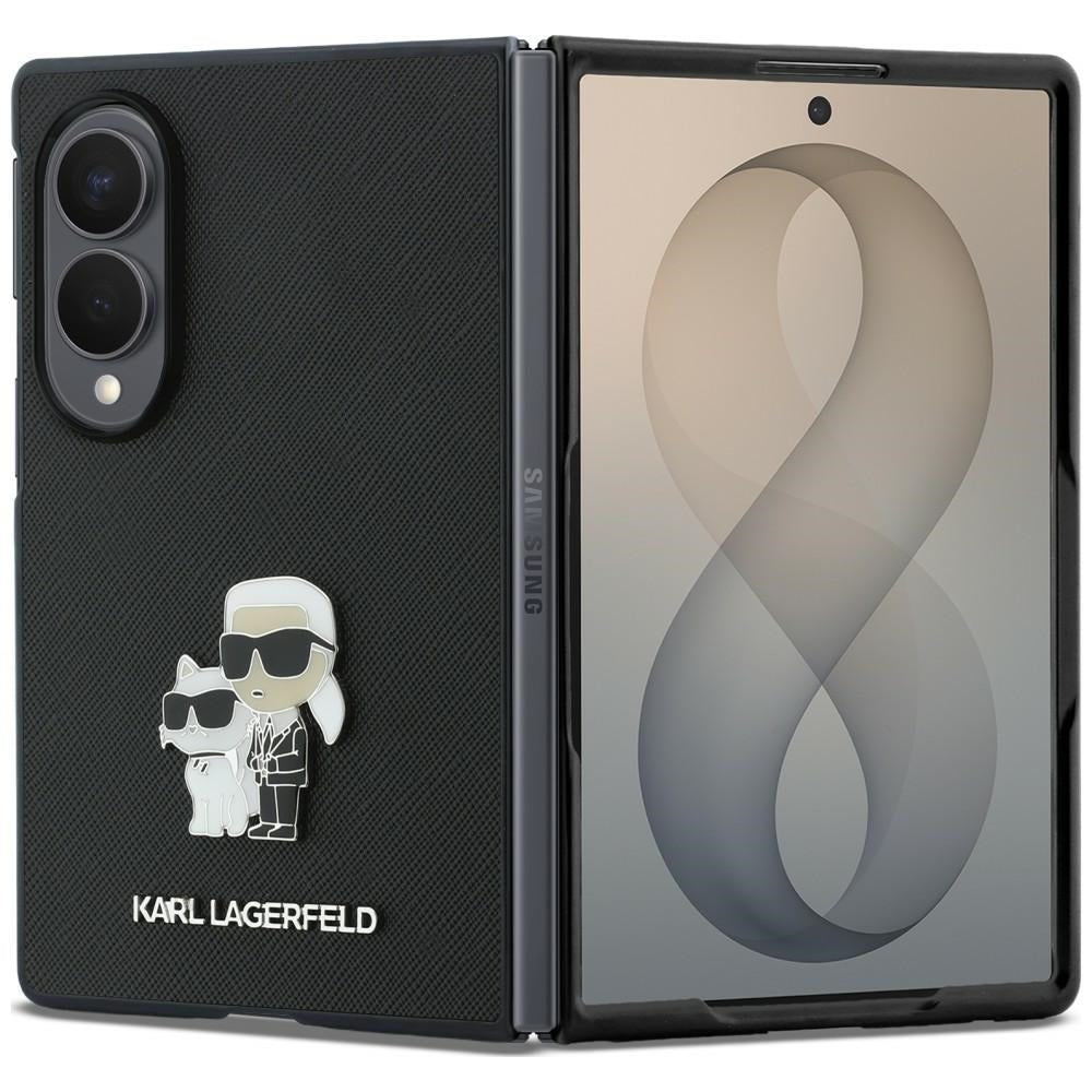 Karl Lagerfeld Saffiano Karl&Choupette Pin dėklas Samsung Galaxy Z Fold 8 - juodas -- Samsung Galaxy Z Fold 8