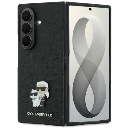 Karl Lagerfeld Saffiano Karl&Choupette Pin dėklas Samsung Galaxy Z Fold 8 Ultra - juodas -- Samsung Galaxy Z Fold 8 Ultra