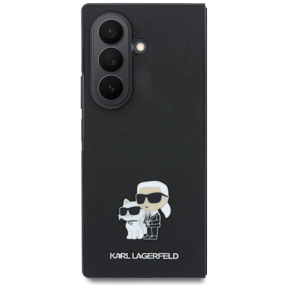 Karl Lagerfeld Saffiano Karl&Choupette Pin dėklas Samsung Galaxy Z Fold 8 Ultra - juodas -- Samsung Galaxy Z Fold 8 Ultra