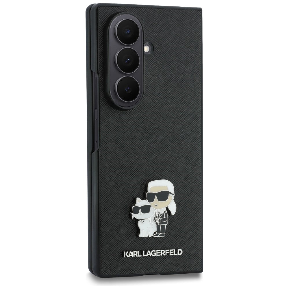 Karl Lagerfeld Saffiano Karl&Choupette Pin dėklas Samsung Galaxy Z Fold 8 Ultra - juodas -- Samsung Galaxy Z Fold 8 Ultra