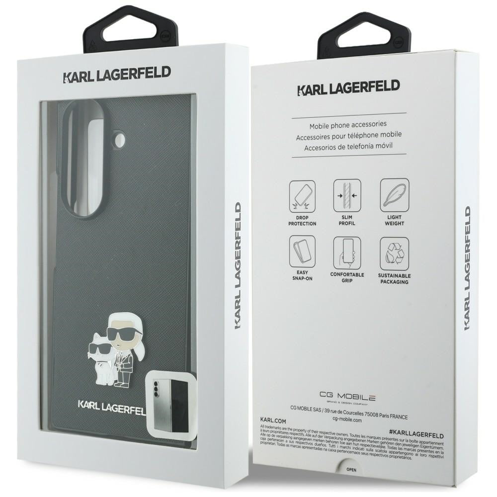 Karl Lagerfeld Saffiano Karl&Choupette Pin dėklas Samsung Galaxy Z Fold 8 Ultra - juodas -- Samsung Galaxy Z Fold 8 Ultra