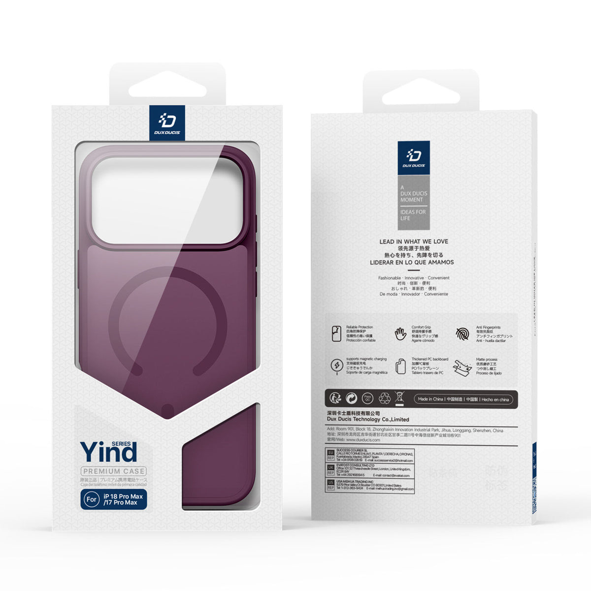 Dux Ducis Yind dėklas, skirtas iPhone 18 Pro Max / 17 Pro Max, suderinamas su MagSafe - vyšninis -- iPhone 18 Pro Max /...