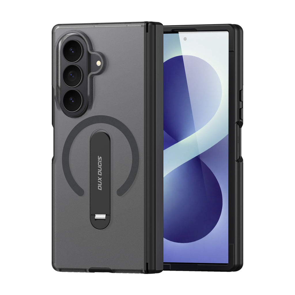 Dux Ducis Kind dėklas telefonui Samsung Galaxy Z Fold 8 Ultra / Z Fold 7 su stovu, suderinamas su MagSafe - juodas --...