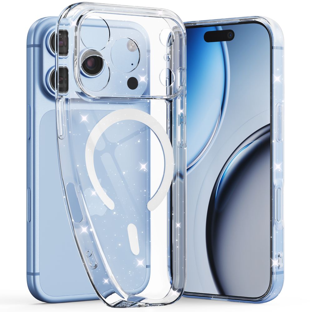 Tech-Protect FlexAir MagSafe dėklas Apple iPhone 17 Pro / 18 Pro - Skaidrus su blizgučiais -- iPhone 17 Pro / iPhone 18 Pro