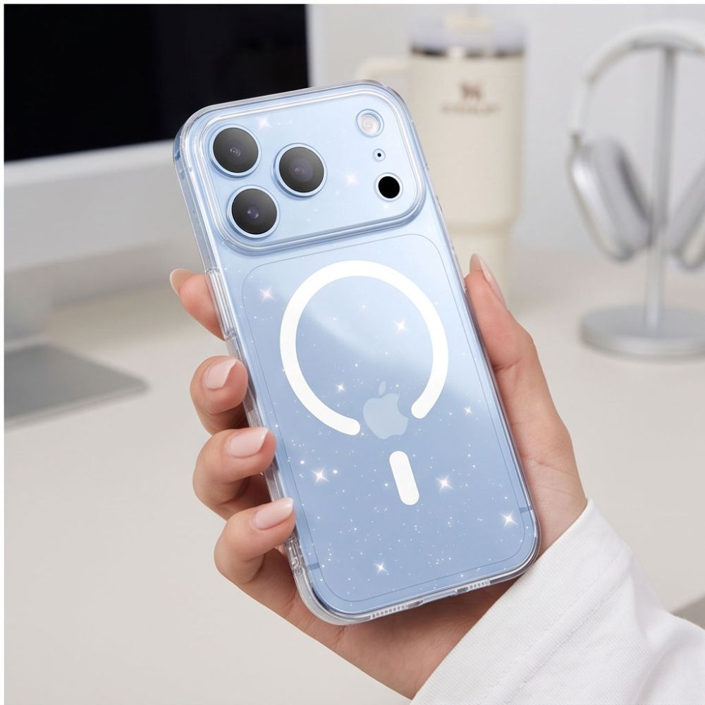 Tech-Protect FlexAir MagSafe dėklas Apple iPhone 17 Pro / 18 Pro - Skaidrus su blizgučiais -- iPhone 17 Pro / iPhone 18 Pro