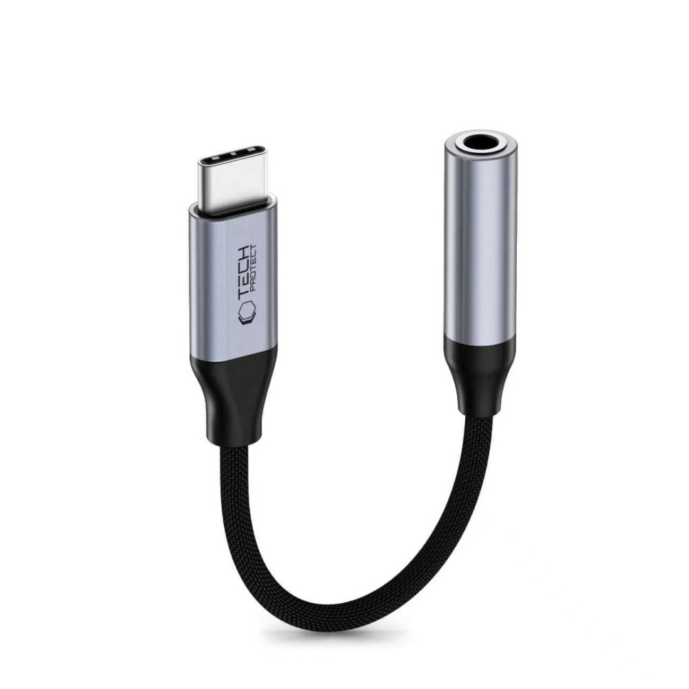 Tech-Protect Ultraboost USB-C to Mini Jack 3.5mm DAC adapteris - tamsiai pilka -- USB Adapters