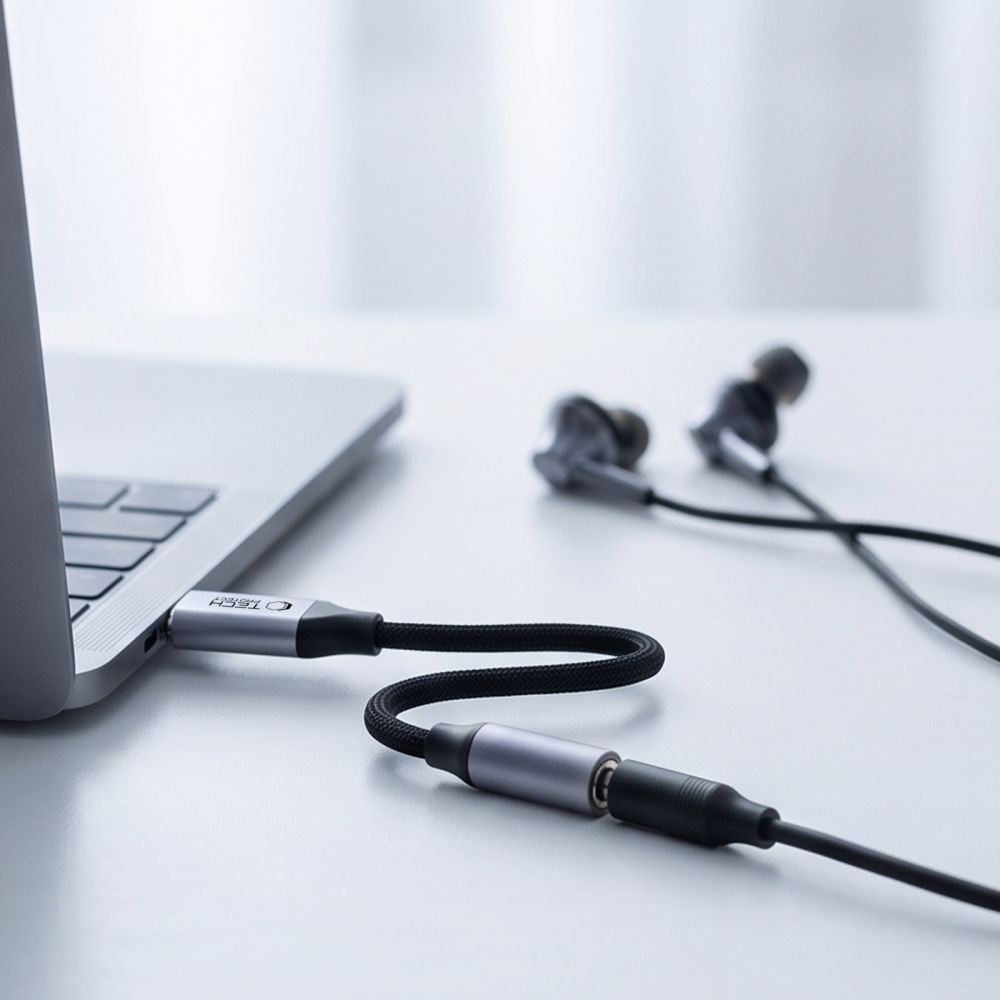 Tech-Protect Ultraboost USB-C to Mini Jack 3.5mm DAC adapteris - tamsiai pilka -- USB Adapters